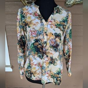 Boteli Floral Yellow Button-Up Blouse